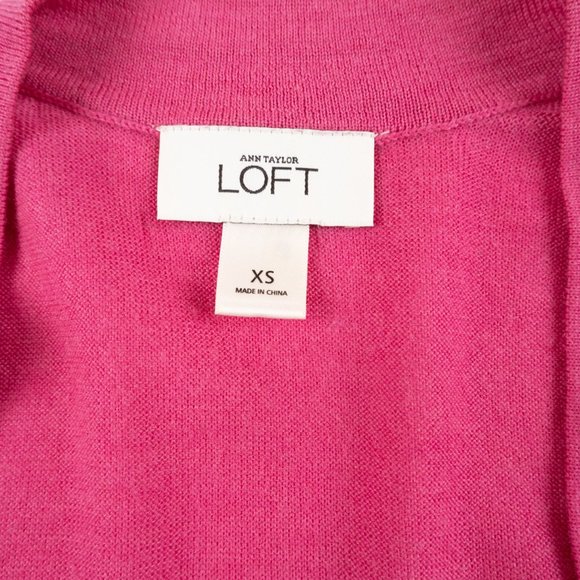 ANN TAYLOR LOFT pink cardigan sweater with gold sequins size XS - Picture 2 of 11
